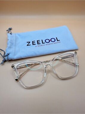 Zeelool Clear Square Frame Glasses, Unknown prescription